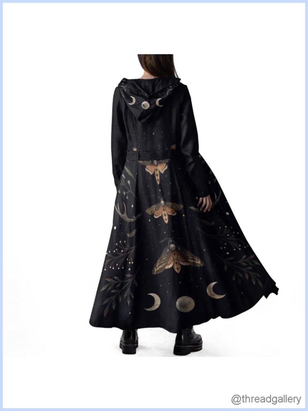 Fleece Trench Coat Gothic Maxi Hooded Belted Overcoat Fall Winter